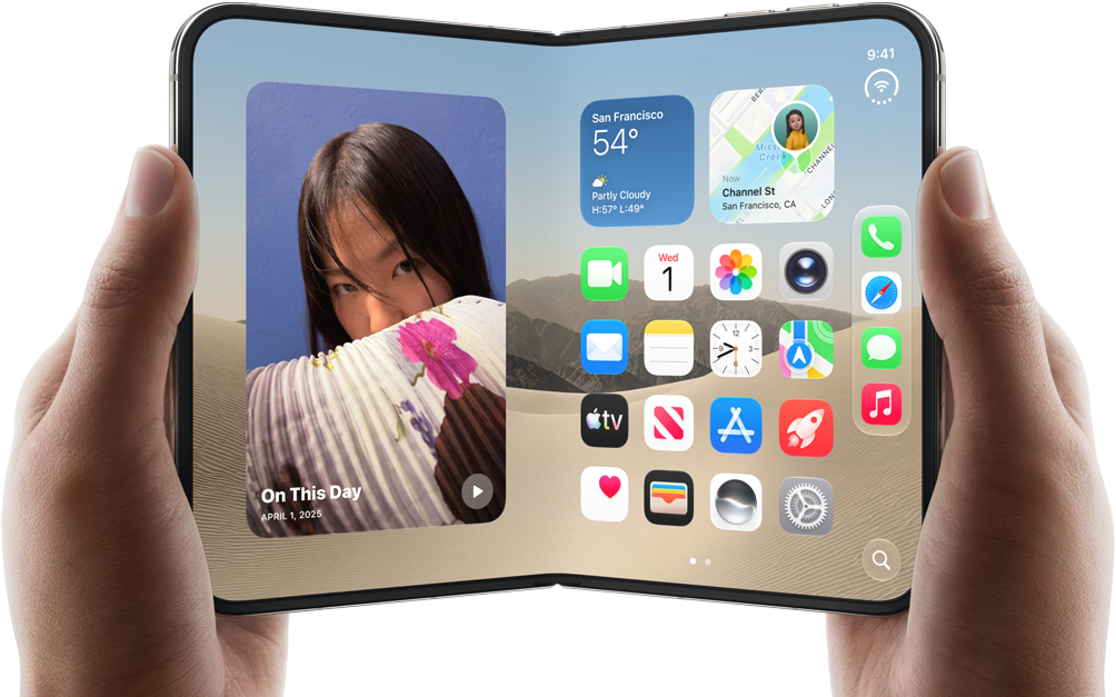 iPhone Duo, unfolded, held in two hands